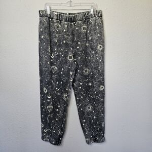 No Boundaries Celestial‎ Loungewear Pants Womens XL 15-17 Gray Ivory Acid Wash